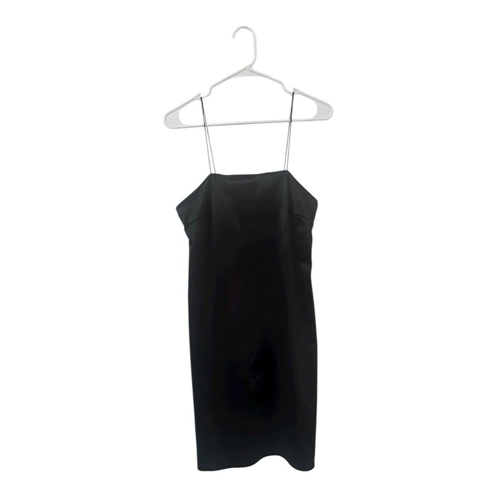Love Tree Black Satin Mini Dress With Spaghetti Straps - 🖤 LBD Alert 🚨